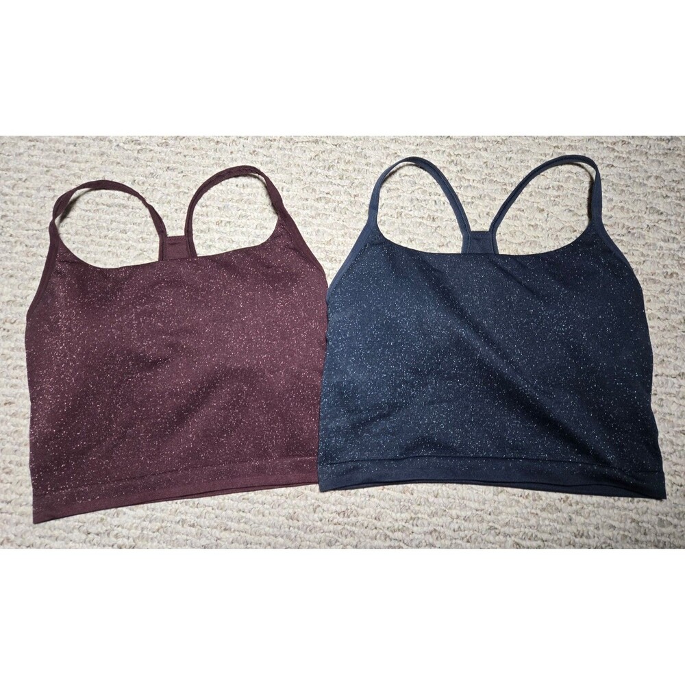All in motion tank top Crop Sports Bra Maroon Navy Sparkles Women's Medium